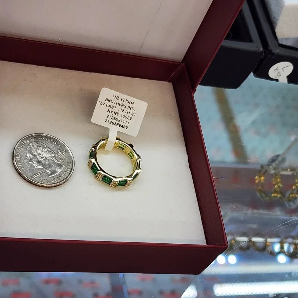 Baguette Style Double Eternity Ring in Sterling Silver 925 Elegant Stacking Band - Picture 3 of 6